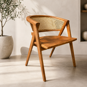 Fauteuil moderne en bois et rotin tressé, mobilier d'intérieur pour salon, hôtel, appartement, extérieur, villa - Product Image 2