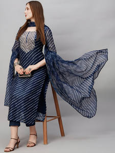 2025 último rayón azul Kurti nueva manga de moda impresa ropa informal étnica para fiestas festivales estilo Georgette - Product Image 2