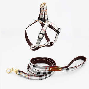 Großhandel Luxus-Leder-Hundegeschirr mit Leine und Halsband für kleine/mittelgroße Hunde – Schnallen-/Druckknopfverschluss, Monogramm - Product Image 2