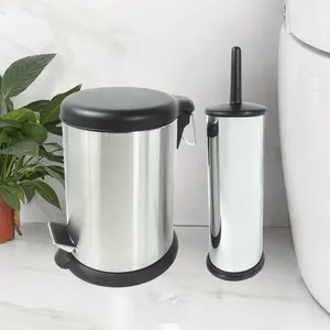 Modern Simplify Plastic Banheiro Set Lixo Bin Pedal Bin e Toalete Escova De Limpeza