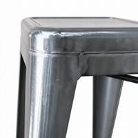 Chaise de bar industrielle empilable en métal, finition brute polie, pour restaurant - Vente chaude en gros