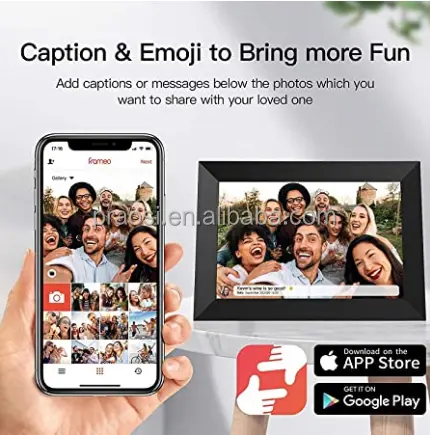 長所10 "デジタル額縁IPSスクリーンWifiIPSタッチデジタルフォトフレーム音楽1080Pビデオ共有Frameo経由の写真ビデオ