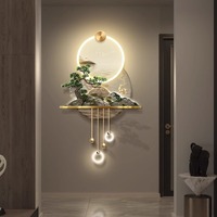 Décoration murale paysagère Bonsai Mountain avec options d'éclairage et anneaux de suspension pour entrée, couloir, salon, bureau