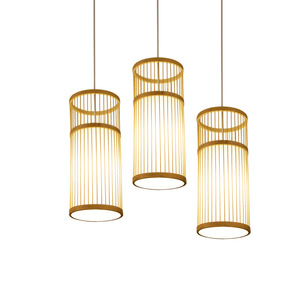 Luminaire suspendu en bambou de style Zen McLan, LED E27, rond, doré, pour salon de thé, restaurant, hôtel, chambre à coucher, bar - Product Image 5