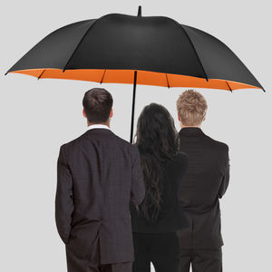 बड़े आकार का सीधा वाटरप्रूफ जे हैंडल पुरुष यूवी सन डबल कैनोपी कस्टम लोगो मुद्रित विंडप्रूफ बिजनेस गोल्फ छाता - Product Image 1