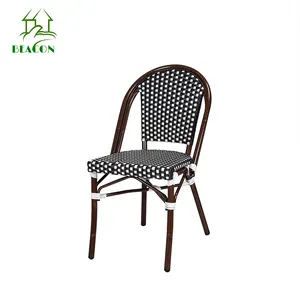 Outside French Rattan Bistro Chair Outdoor Dining Furniture Custom Bistro Pe Rattan Textile Garden Cafe Chair On Promo