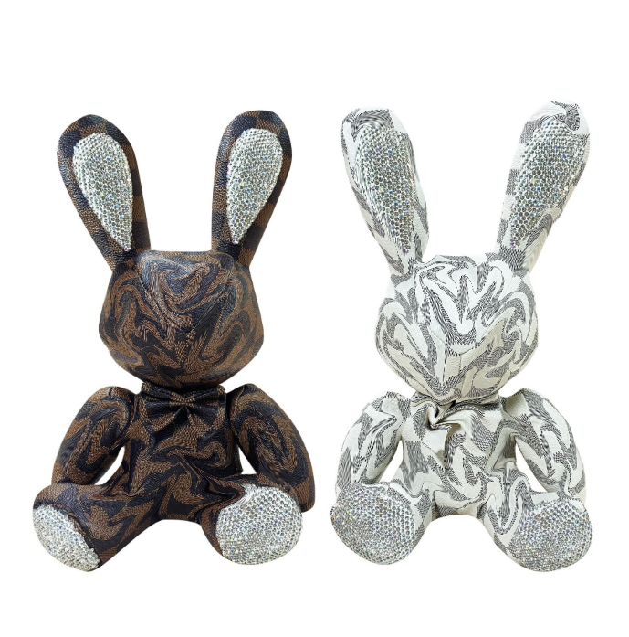 2022 модный Рождественский подарок плюшевые куклы для девочек Роскошная кожа со стразами обучающая игрушка дизайнер бриллиантовый кролик черная кукла