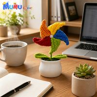 Fleur au crochet faite à la main, pot de fleurs blanc, feuilles de moulin à vent, cadeau de remise de diplôme, décoration de bureau éternelle, vente en gros