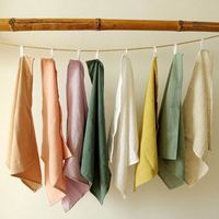 Serviettes en tissu de lin en gros, serviettes en coton et lin blanches, roses et grises