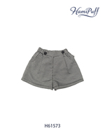 Shorts amples à carreaux avec double bouton décoratif et taille élastique, 98% polyester 2% élasthanne, bas décontractés pour bébés garçons et filles