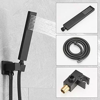 Système de douche de pluie au plafond encastré moderne de 12 pouces Ensemble de douche en laiton noir avec pommeau de douche de pluie carré en acier inoxydable