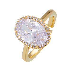 Micro Pave Zircon Oval Open Ring Adjustable Band Party Jewelry - Product Image 5