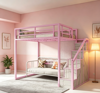 Lit mezzanine moderne en métal, gain de place, multifonctionnel, avec espace inférieur, en acier tubulaire robuste de 1,2 mm, pour adultes, usage agricole et hôtelier