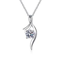 Perhiasan mewah klasik empat cakar Vvs warna D liontin Moissanite 1CT kalung perak Sterling 925 untuk hadiah wanita