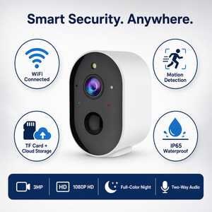 Caméra de sécurité intérieure sans fil WIFI à vision nocturne couleur 3MP grand angle avec batterie intégrée de 5200 mAh et stockage dans le cloud - Product Image 6