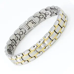 Nouveaux modèles de bracelets magnétiques en germanium doré pour hommes 2025 - Product Image 1