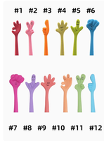 Stylos à bille flexibles avec logo personnalisé, forme de doigts en dessin animé, écriture en plastique de 1,0 mm pour le bureau et l'école