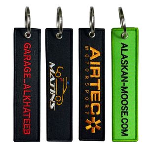 Porte-clés tissé personnalisé avec logo brodé pour avion, en tissu, avec nom de marque, vente en gros à prix réduit - Product Image 1