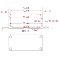 Boîtier de commande en aluminium extrudé 110*37*105mm, finition sablée argentée, avec flanges de montage à trou de serrure, plaques d'extrémité à 4 vis, module IP54