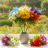 Petit bouquet de lys multi-têtes en pot, fleurs artificielles, décoration intérieure, photographie, plantes artificielles, fait main, DIY, mariage, nouvel an