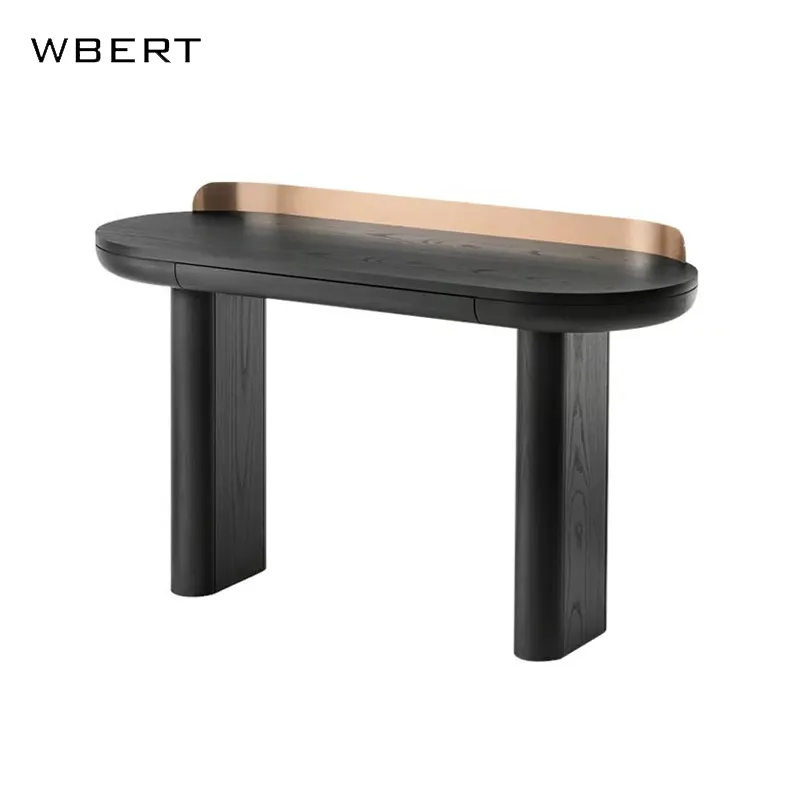 WBERT Solid Wood Oval Nordic Simple Log Creative Computer Table Designer Personalized Office Conference Table