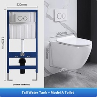 WC suspendu en céramique avec siphon en P, bidet à chasse d'eau sans rebord, réservoir encastré, ensemble cuvette de toilettes pour salle de bain