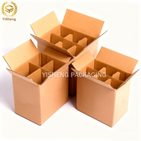 Boîte d'expédition rigide en carton ondulé brun réutilisable personnalisée avec séparateur |   Emballage en carton kraft écologique pour bouteilles en verre