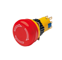 Interruptor de Parada de Emergencia con Cabeza de Hongo de 16 mm, 1NO1NC/2NO, 3A/5A/220V, IP67, Impermeable, LED, Plástico, Botón Pulsador de Control