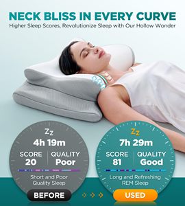 Ngủ chống ngáy cổ tử cung Ergo gối cứng đường viền 1PC Bộ nhớ bọt cổ tử cung chip Ergonomic chỉnh hình cổ hỗ trợ gối giường - Product Image 2