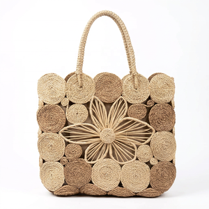 Handwoven Straw <b>Tote</b> Bag Floral Hollow Out Rope Shoulder Handbag Bohemian Woven Carryall for Beach Travel - Product Image 3