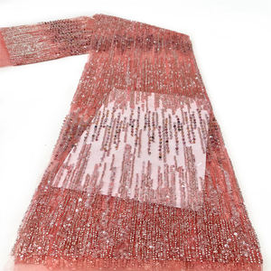 Haute qualité luxe broderie Tulle dentelle brillant soie tissage décorations chapeaux brillant 3D brodé maille extensible - Product Image 1