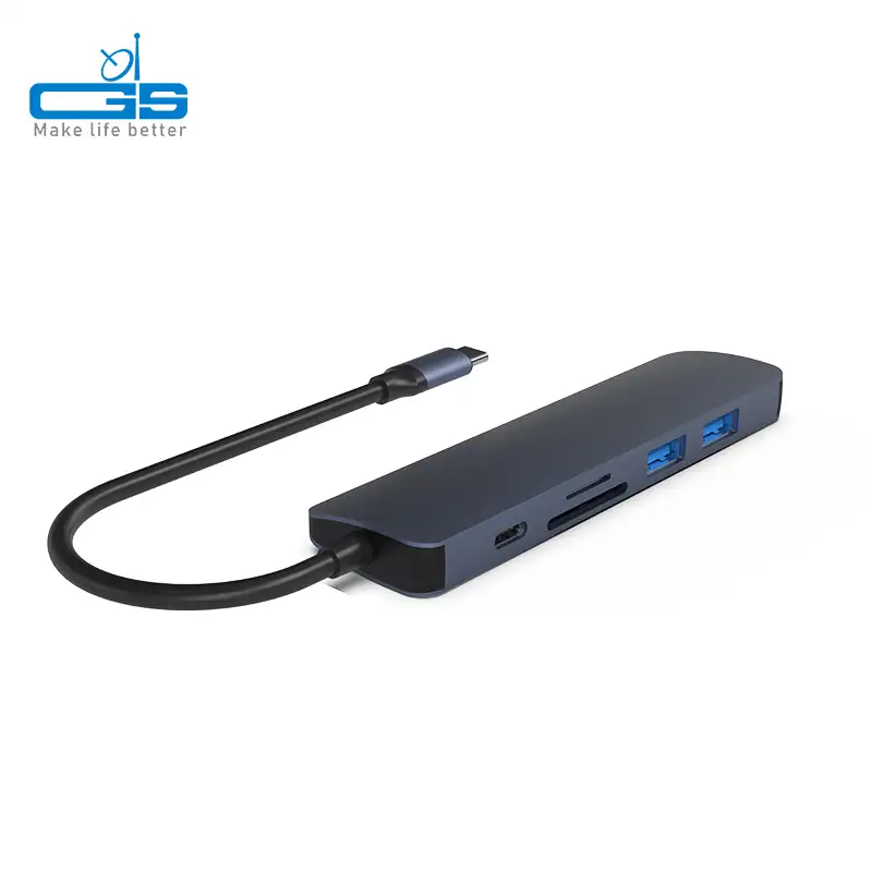 حار بيع المنتج متعدد المنافذ المحمولة محطة الإرساء SD TF قارئ بطاقات HD PD 60W المزدوج USB3.0 3.0 USB C محور 6 في 1