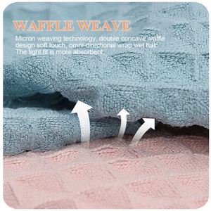 Serviette de séchage en microfibre pour cheveux longs, turban en tissu éponge à absorption rapide, pour séchage après la douche, style gaufré - Product Image 2