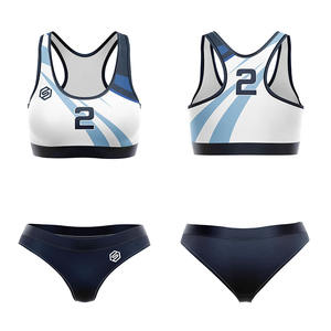 ชุดวอลเลย์บอลชายหาดแบบกำหนดเองสำหรับเด็กผู้หญิง ชุดเสื้อชั้นในวอลเลย์บอลผู้หญิงแบบพิมพ์ลายโลโก้เต็มตัว ชุดเสื้อวอลเลย์บอลแขนกุด - Product Image 6