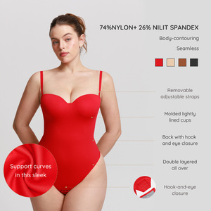 HEXIN Adjustable Straps Overbust Cup Support Built in Bra Shaping <strong>Bodysuit</strong> Sheer Shapewear Tummy Control Shapewear <strong>Slim</strong> <strong>Bodysuit</strong> - Product Image 3