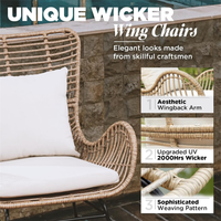 Modernes Garten-Terrassen-Rattan-Stuhl-Set 2-teilig Outdoor-Freizeitsessel mit Kissen für Haus Villa Terrasse