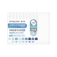 LANGUO 9 Couleurs Marqueurs de Peinture Acrylique à Pointe Souple Bleu Sel Marin Acuarela Aquarelle Kit de Papeterie pour Dessin