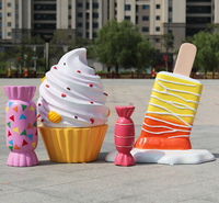 Personnalisé créatif fait à la main en fibre de verre crème glacée Dessert cône Statues événement fête décor accessoire grandeur nature bonbons sucette Sculpture