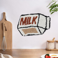 Café créatif Thème de la nourriture mignonne Tenture murale Décoration Boîte à lait Forme Broderie Décoration