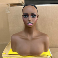 Tête de Mannequin Réaliste en PVC, Modèle Demi-Corps, Femme Afro-Américaine, Présentoir pour Maquillage et Perruques