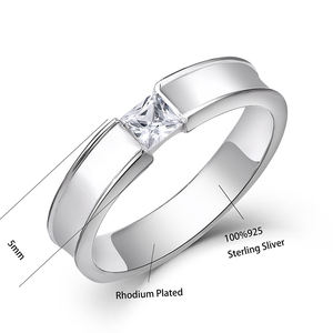 Antique 925 Sterling Silver Square CZ Custom Diamond <strong>Moissanite</strong> Stone Design <strong>Ring</strong> for <strong>Men</strong> Women for Wedding Party Fine Jewelry - Product Image 4