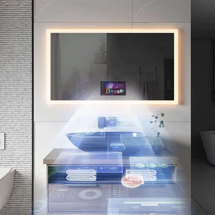 Waterproof Bathroom Remington Lighted Bathroom LCD TV Mirror with Defogger