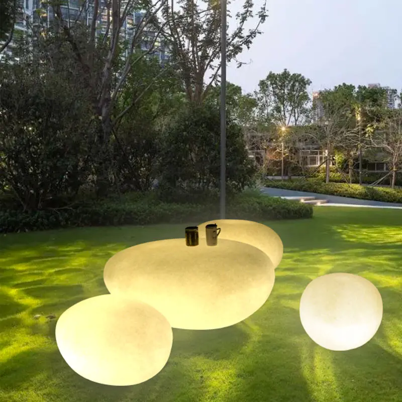 Oplaadbare Kleurrijke Waterdichte Tuin Led Steen Licht Voor Outdoor Seat Lichten