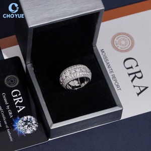 Anillo de cóctel de lujo para mujer de plata 925 con moissanita, corte brillante redondo, engaste pavé, anillo de boda, precio de fábrica - Product Image 5