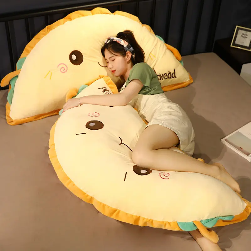 Yaratıcı 80cm sevimli karikatür yüz yastık yumuşak dolması ekmek arka yastık uyku farklı boyutu yatak peluş oyuncak