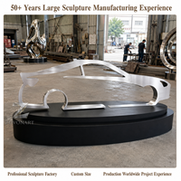 Sculpture de voiture personnalisée en acier inoxydable, artisanat métallique, finition brossée, décoration durable sur mesure pour hôtel, salle d'exposition, bureau, exposition