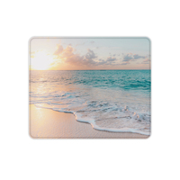 Tapis de souris personnalisé carré de petite taille avec motif de lever de soleil sur la plage, design personnalisé, base en caoutchouc antidérapante, résistant à l'eau, en stock