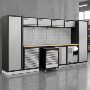 Meubles de bureau modulaires Fervi - Étagères de garage A007P 3,92 m x 0,498 m x 2 m, robustes, capacité de 420 kg, pour une solution de rangement efficace - Product Image 2