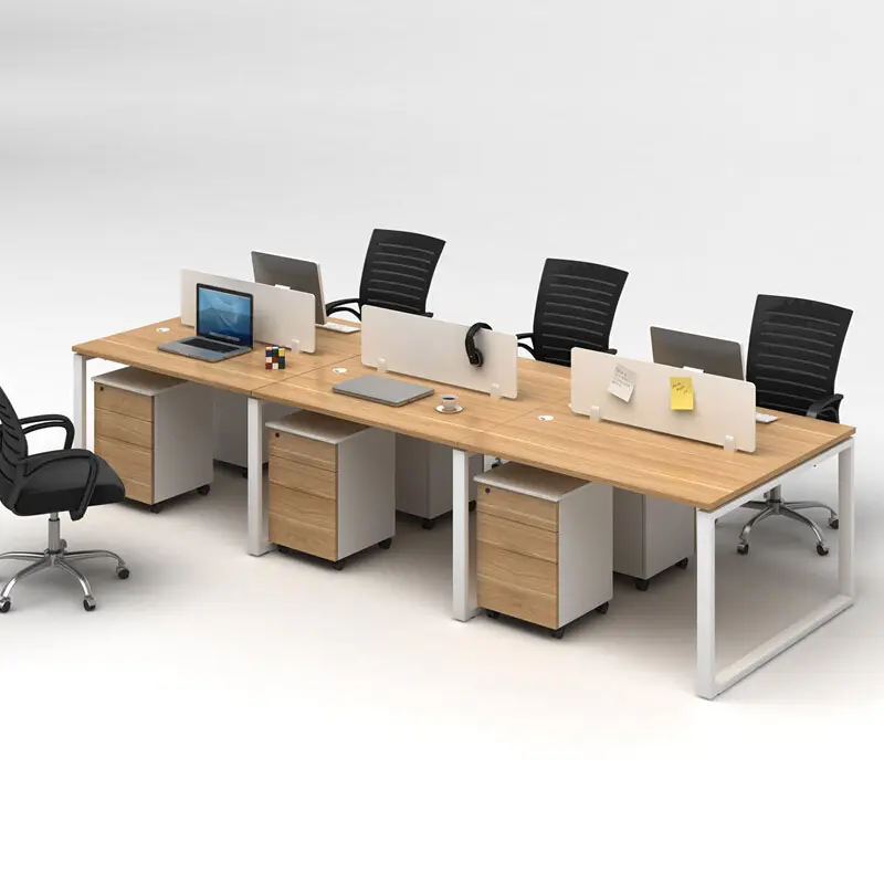 Anpassbare modulare Holz Metall Büro Schreibtisch Open Panel Office Workstation für 2 4 6 Personen Büro