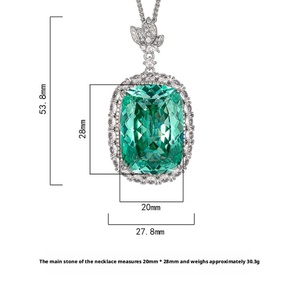 Elegant Bright Eco-friendly <b>Copper</b> Premium Bridal Jewelry Green Paraiba Cubic Zirconia Pendant Necklace for Anniversary Gift - Product Image 2